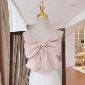 Bow Crop Top in Rose Pink